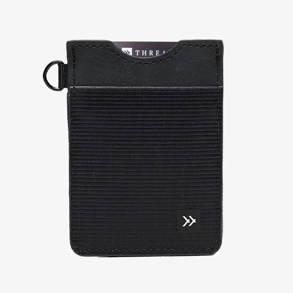 Black - Vertical Leather Wallet: Black