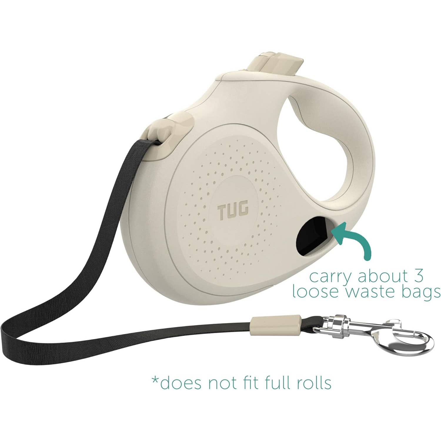 TUG Retractable Dog Leash with Integrated Dispenser: Black / Small