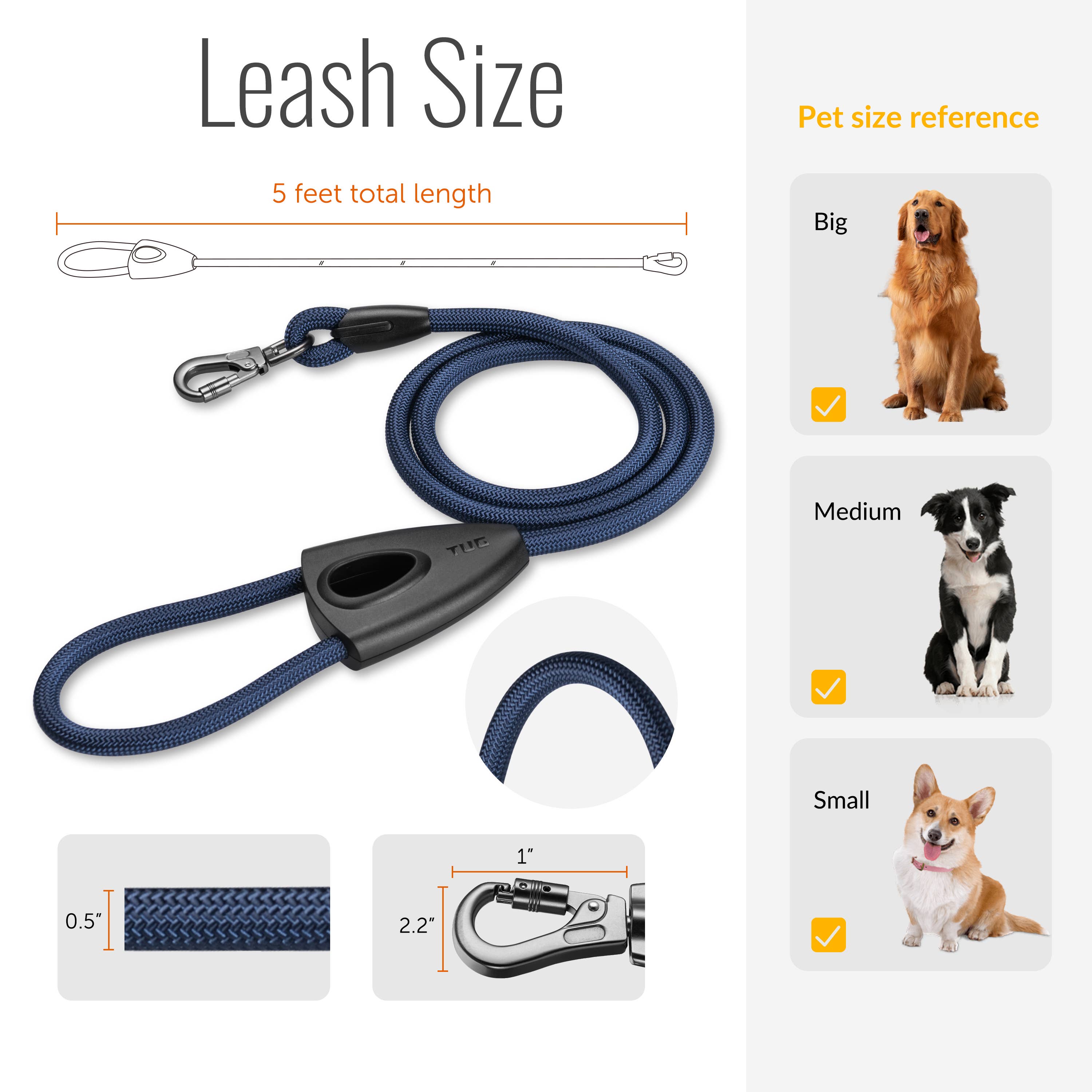 TUG 5 FT Dog Leash with Integrated Oval Dispenser: Green