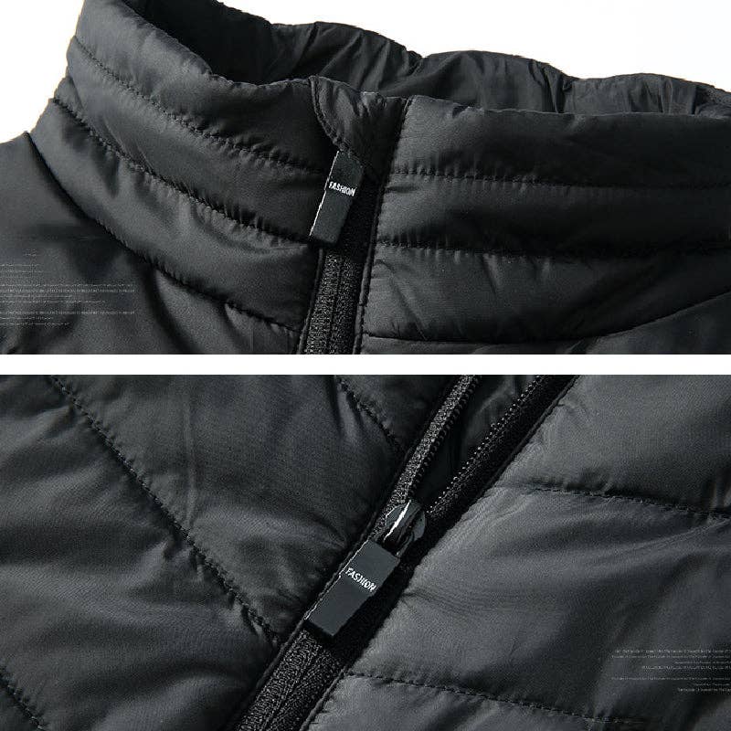 17PCS Heated Jacket Fashion Men Women Coat Intelligent USB Electric Heating Thermal Warm Clothes Winter Heated Vest: BLACK / S