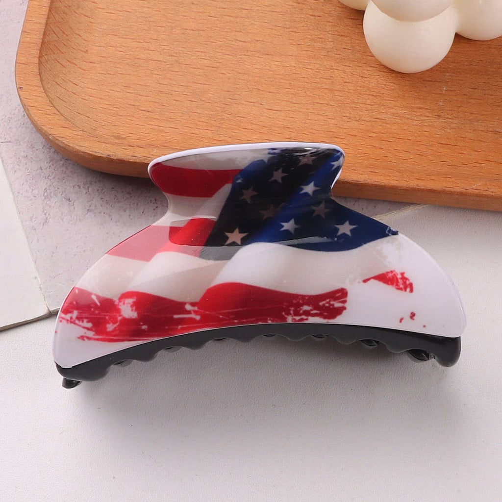 4TH OF JULY RECTANGLE HAIR CLAW CLIPS_CWAHA0700: BLUE / (OS) 3