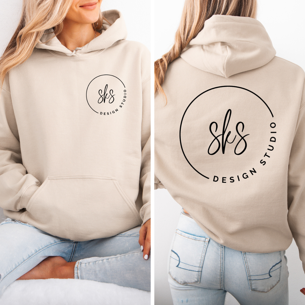 CUSTOM LOGO | Unisex Screenprinted Hoodie Sweatshirt: Dust / M