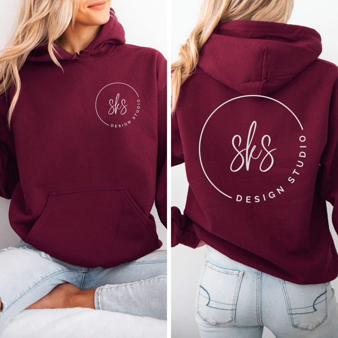CUSTOM LOGO | Unisex Screenprinted Hoodie Sweatshirt: Dust / S