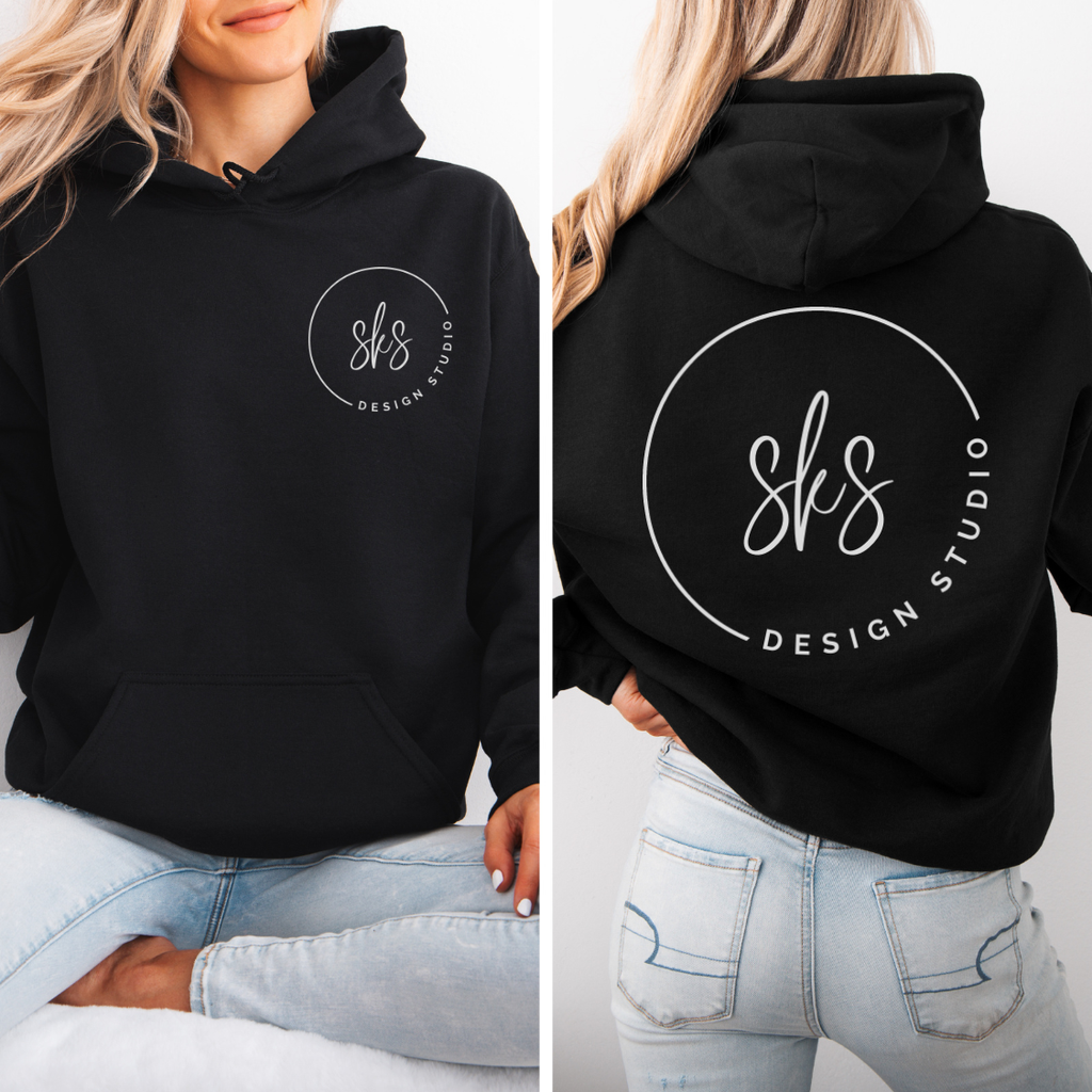 CUSTOM LOGO | Unisex Screenprinted Hoodie Sweatshirt: Heather Navy / S