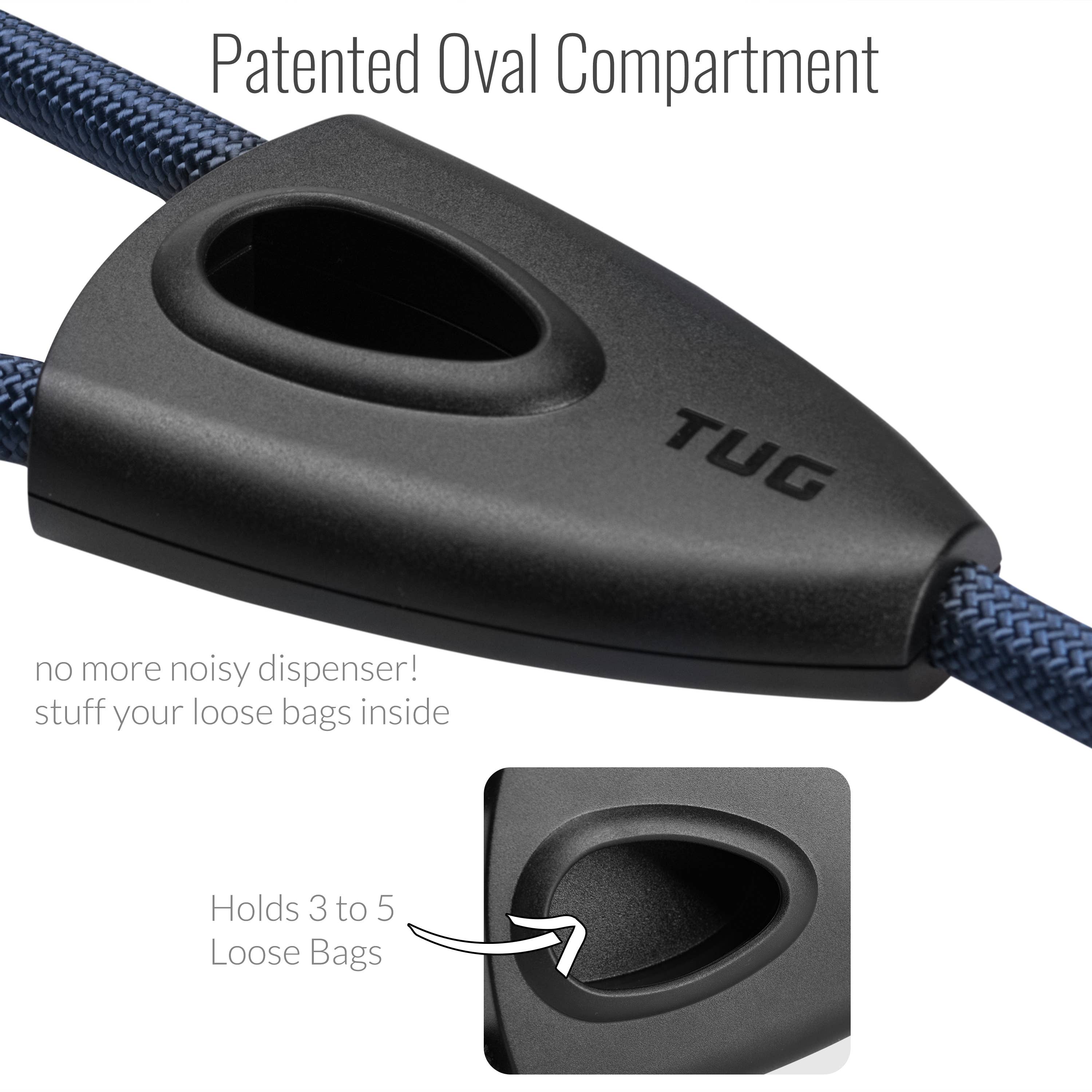 TUG 5 FT Dog Leash with Integrated Oval Dispenser: Green