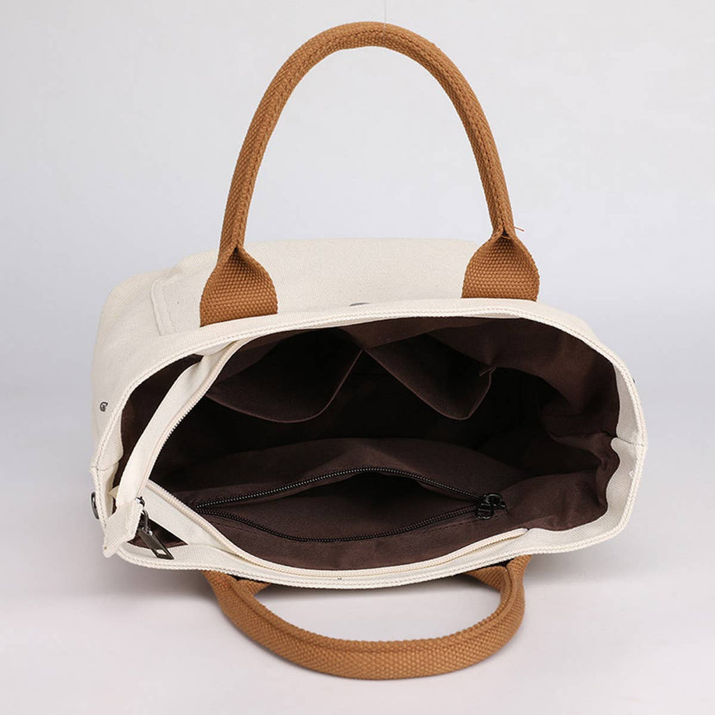 SIMPLE CANVAS UNDERARM HANDBAG TOTE BAG_CWAB1263: White / (OS) 1