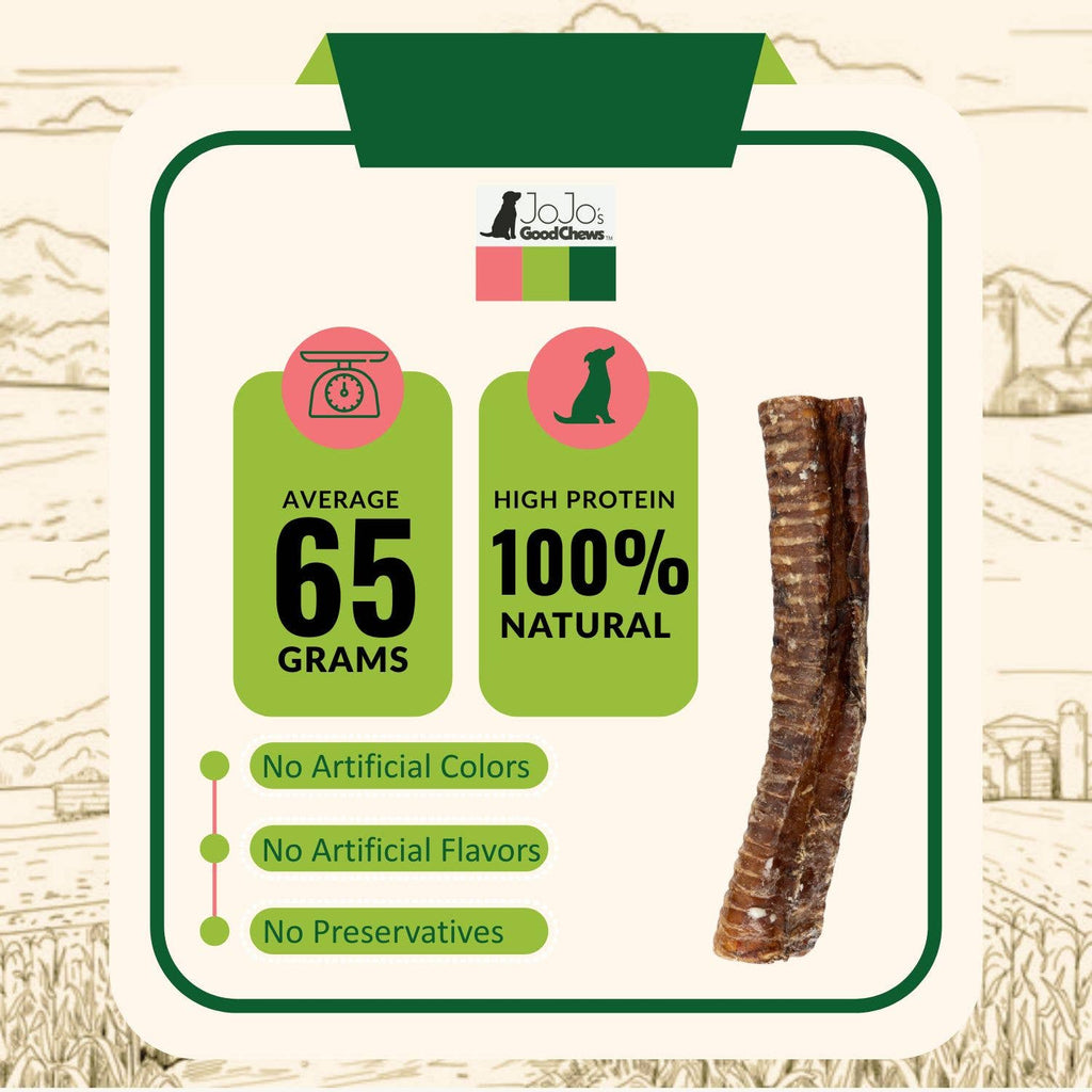 6" Beef Trachea Dog Treat - All-Natural Dog Chews (25/Bag)