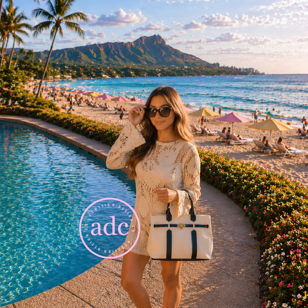 NEW COLORS ADDED Canvas Boat Bag: Kelly + Ivory