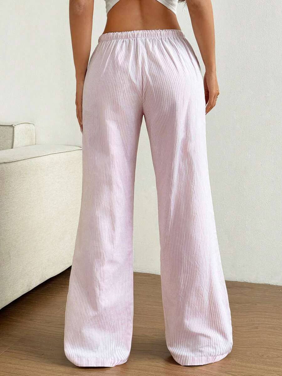 Summer Striped Wide Leg Drawstring Pants_CWBLP01181: Blue / (S) 1