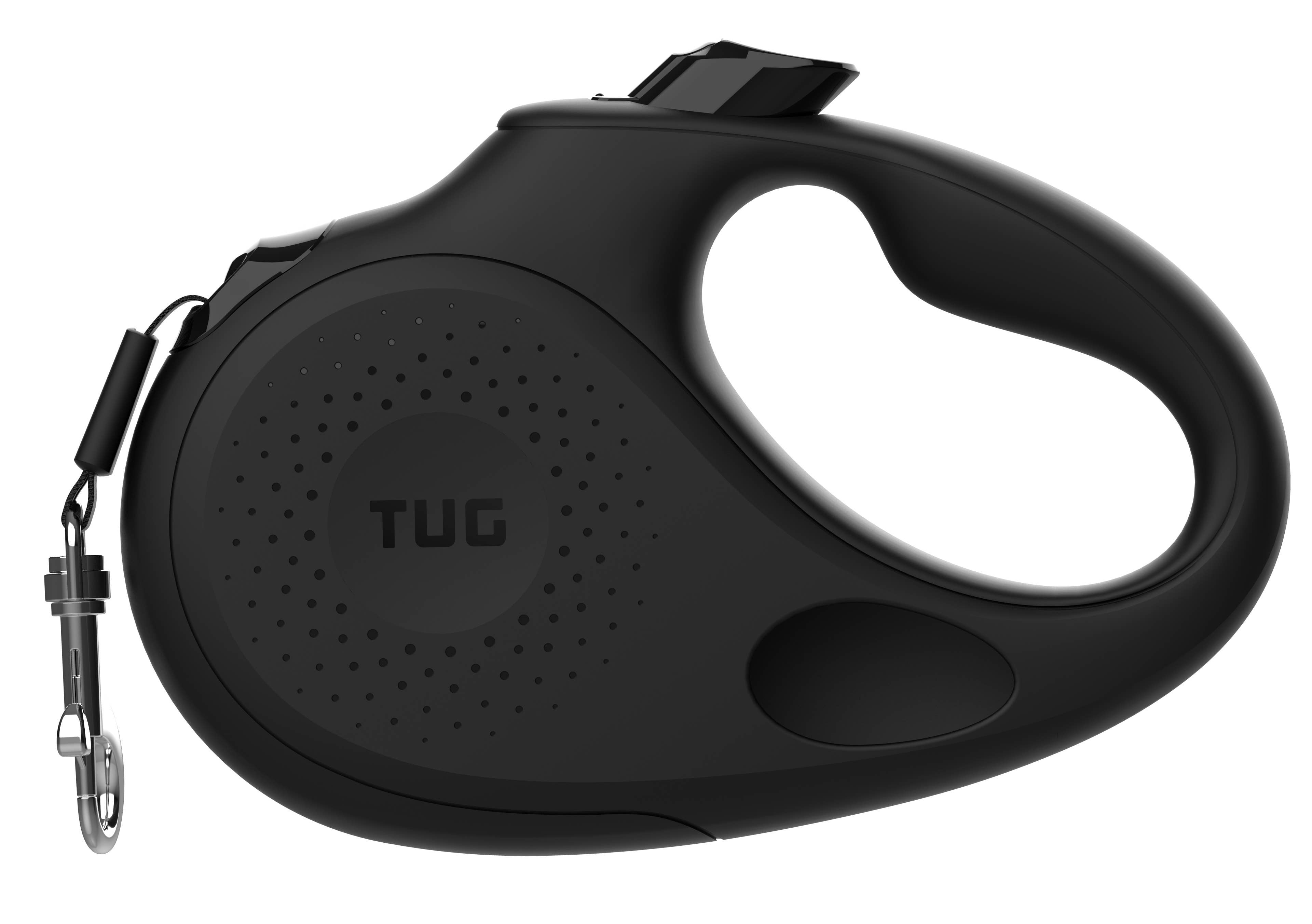 TUG Retractable Dog Leash with Integrated Dispenser: Black / Medium