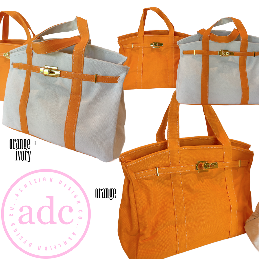 NEW COLORS ADDED Canvas Boat Bag: Kelly + Ivory