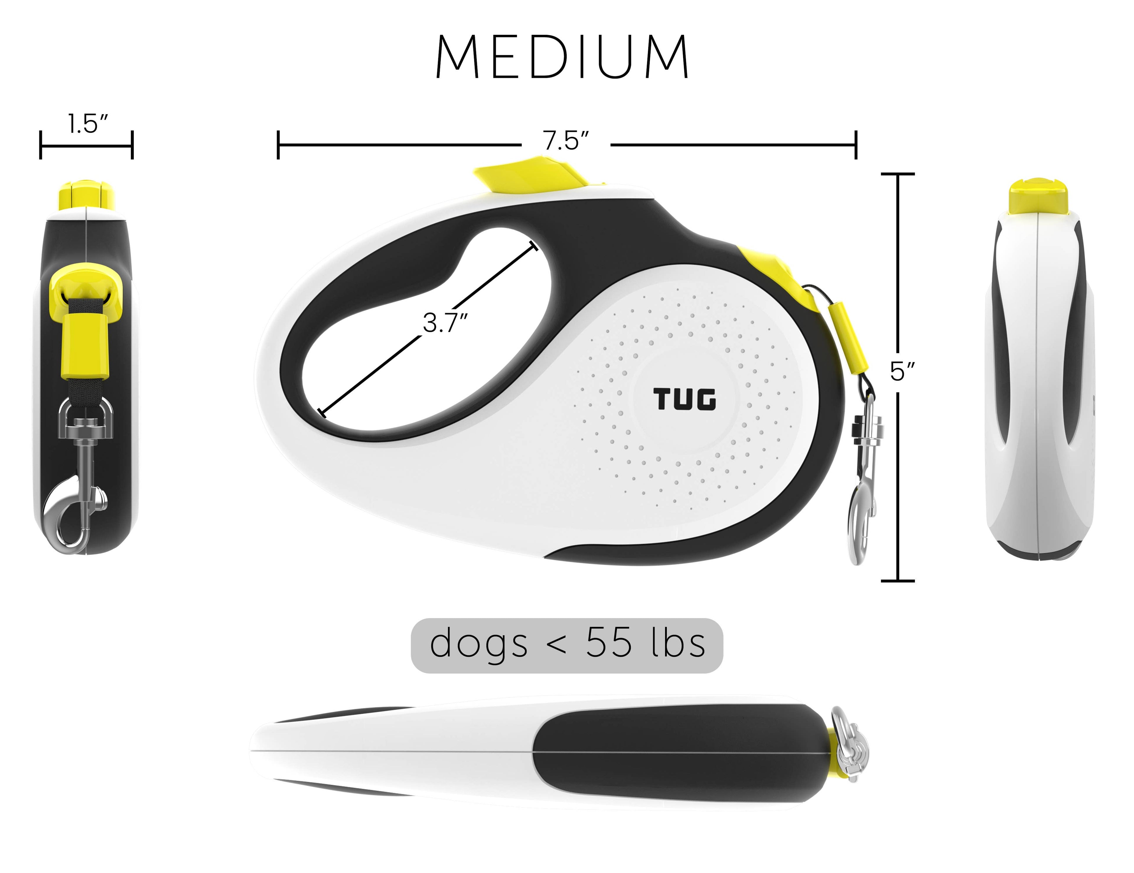 TUG Original 360° Tangle-Free Retractable Dog Leash (Medium)