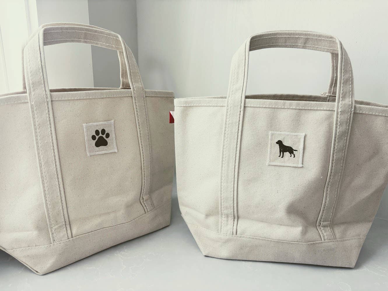 Pawprint and Dog Canvas Mini Boat Tote: Half paw print half dog