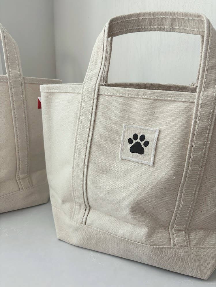 Pawprint and Dog Canvas Mini Boat Tote: Half paw print half dog
