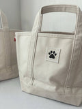 Pawprint and Dog Canvas Mini Boat Tote: Half paw print half dog