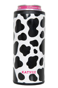 Cow Print Slim Can Cooler: White