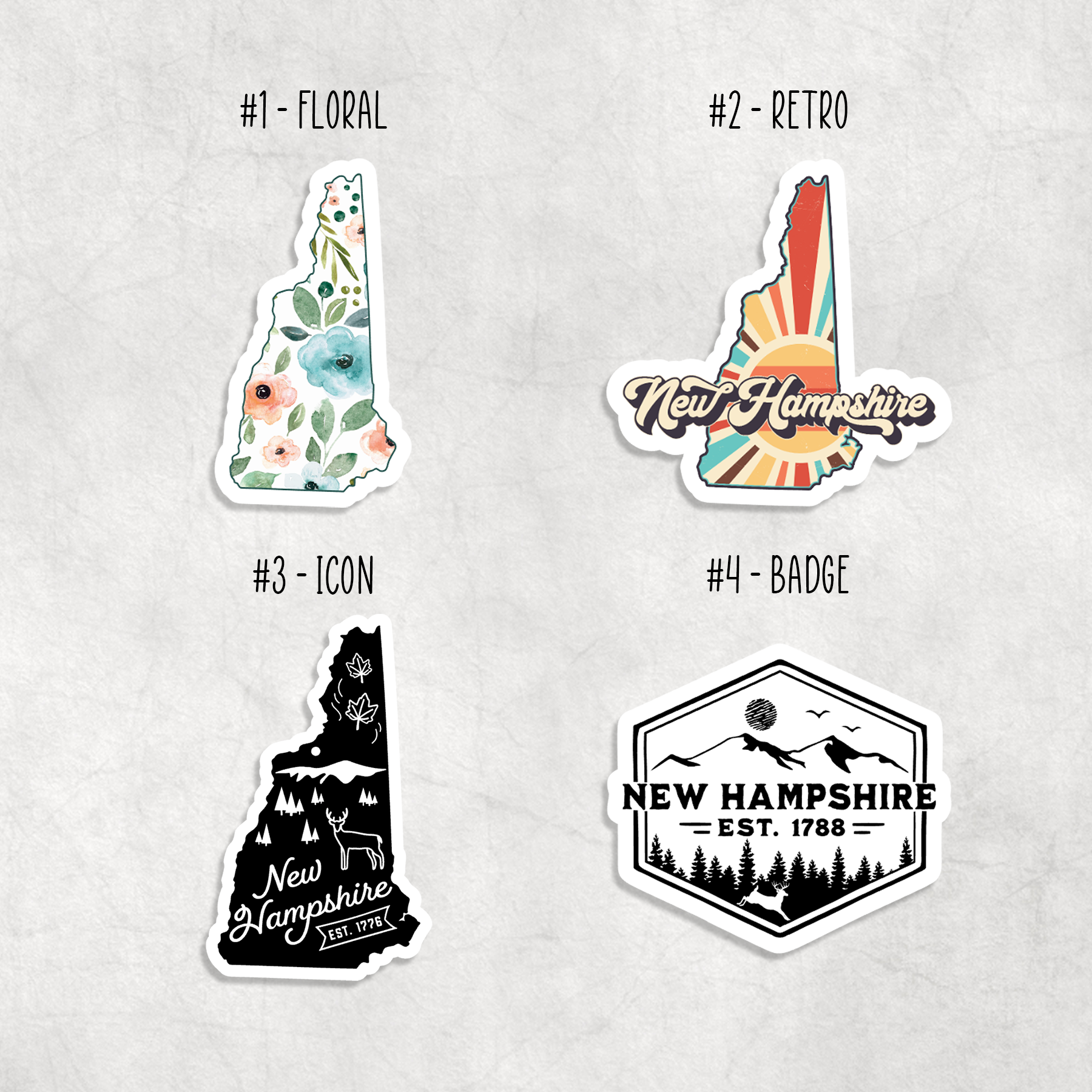New Hampshire Stickers: Design 3 - Icon