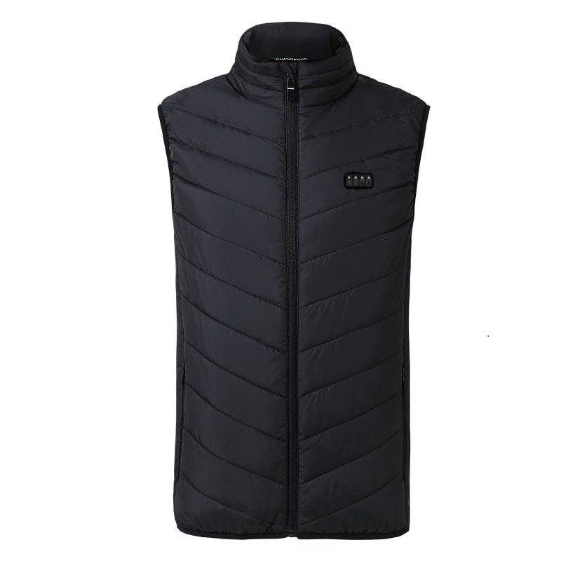 17PCS Heated Jacket Fashion Men Women Coat Intelligent USB Electric Heating Thermal Warm Clothes Winter Heated Vest: BLACK / S
