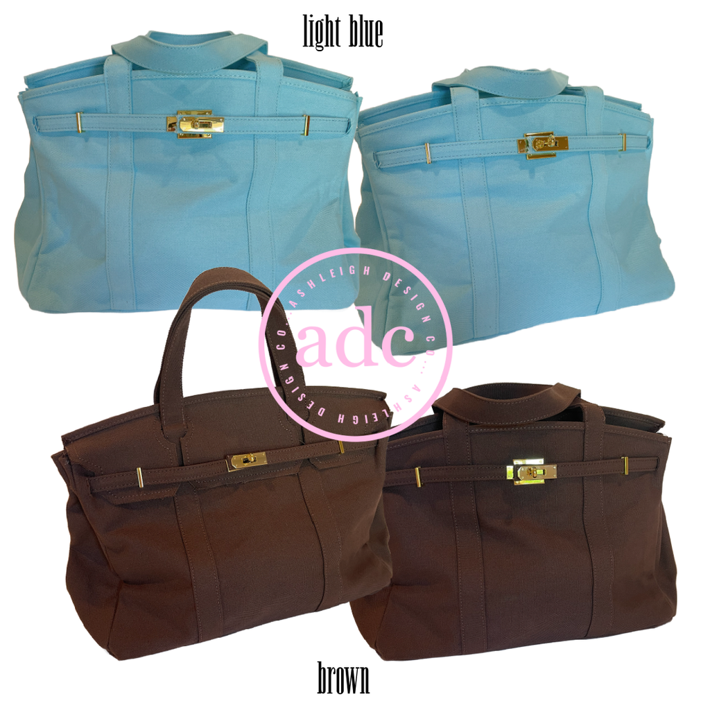 NEW COLORS ADDED Canvas Boat Bag: Kelly + Ivory