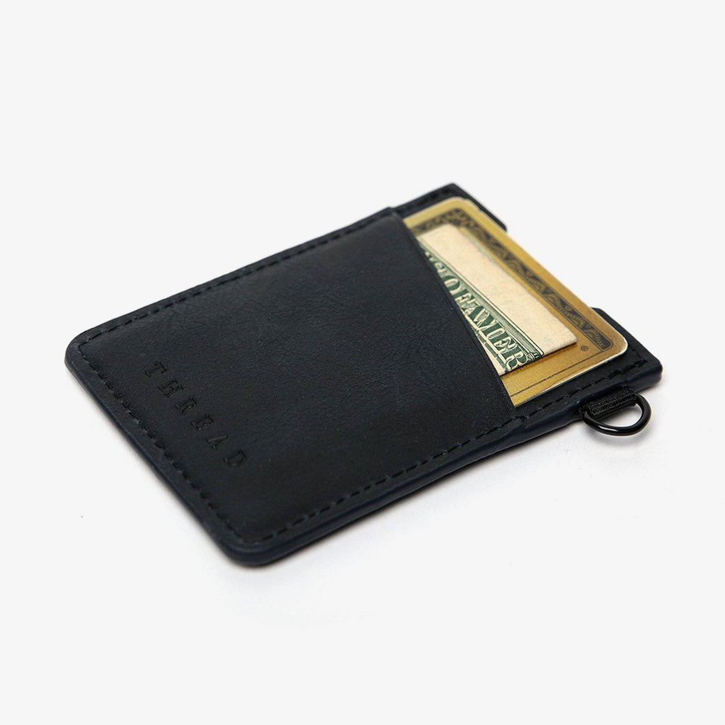 Black - Vertical Leather Wallet: Black