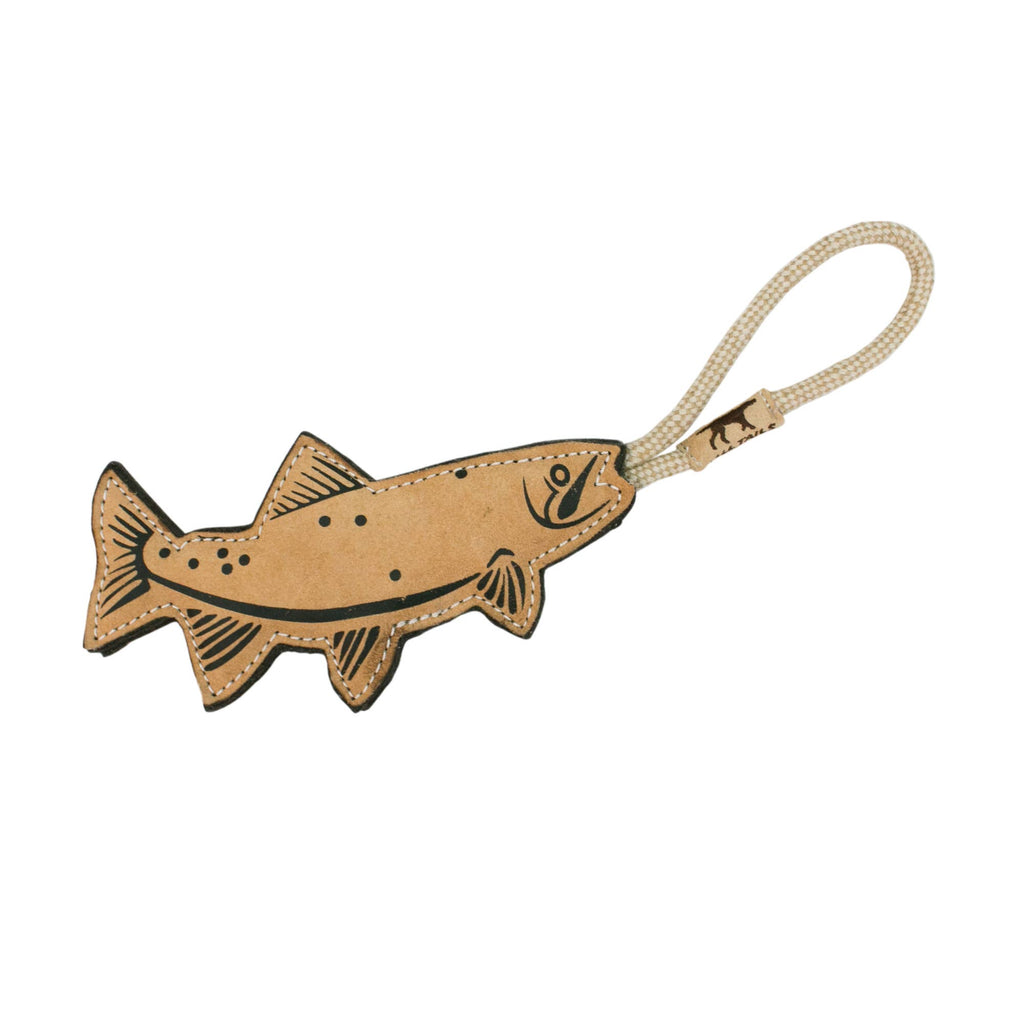 Tall Tails Natural Leather Trout Tug Dog Toy - 16"