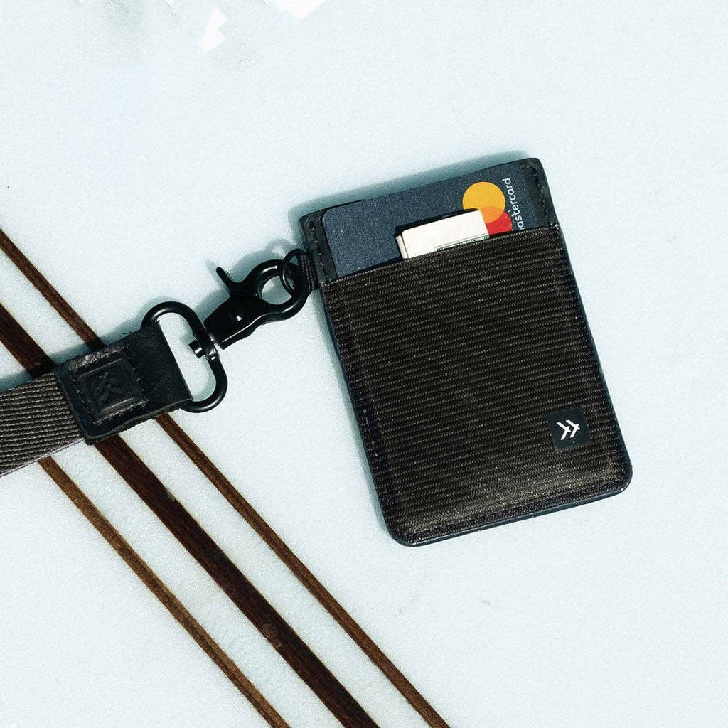Black - Vertical Leather Wallet: Black