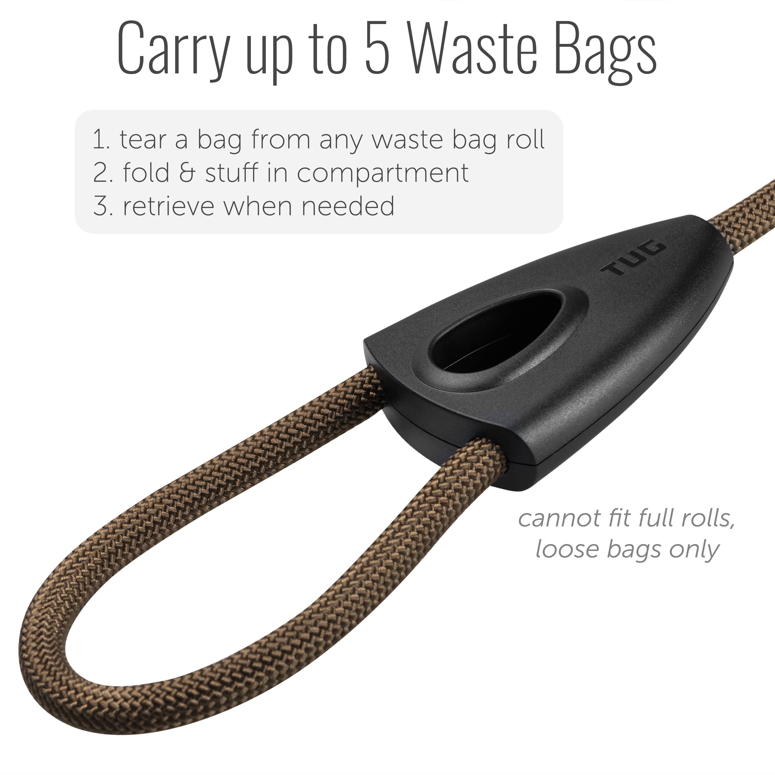 TUG 5 FT Dog Leash with Integrated Oval Dispenser: Green