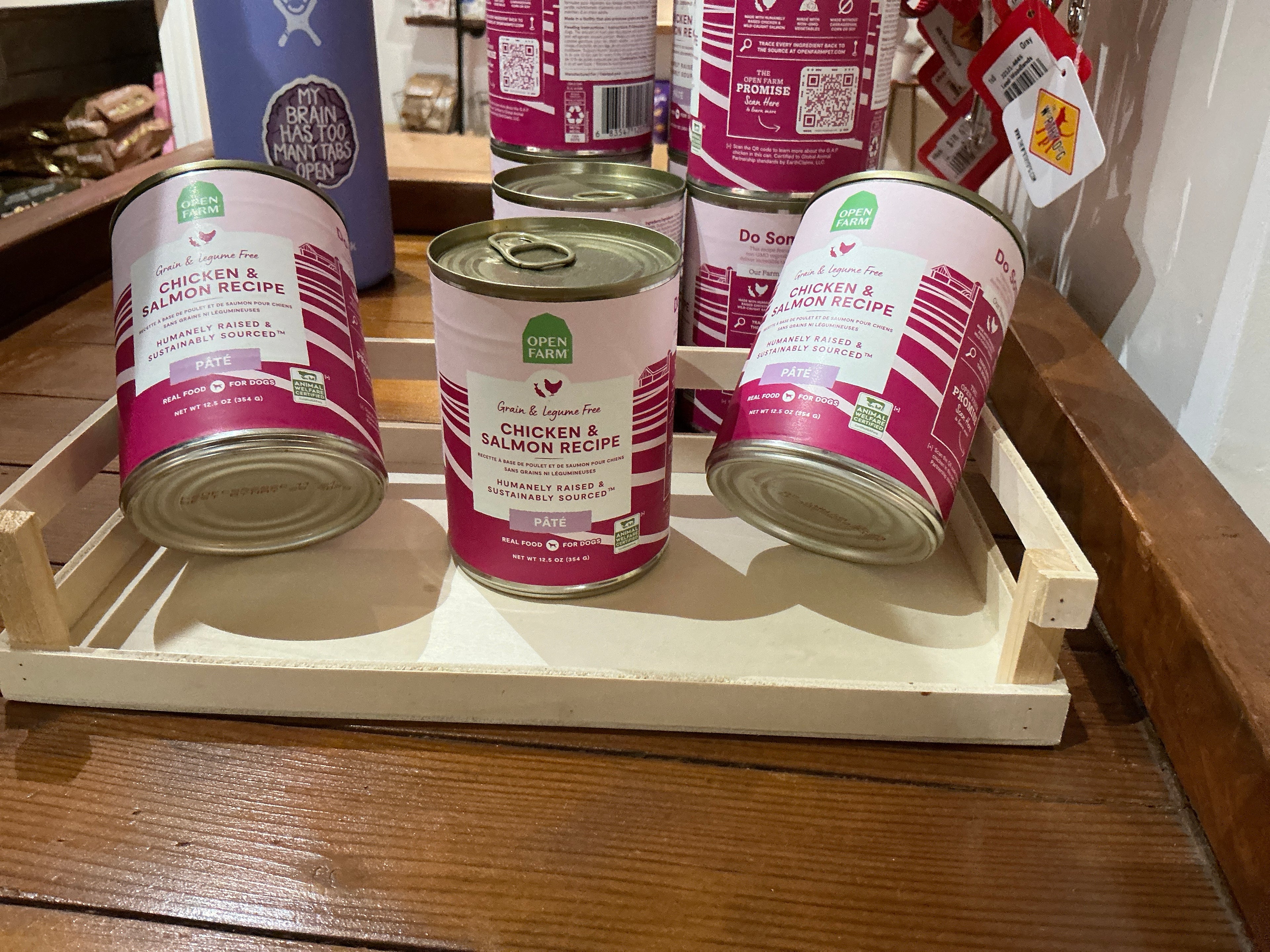 Chicken and salmon recipe, canned dog food