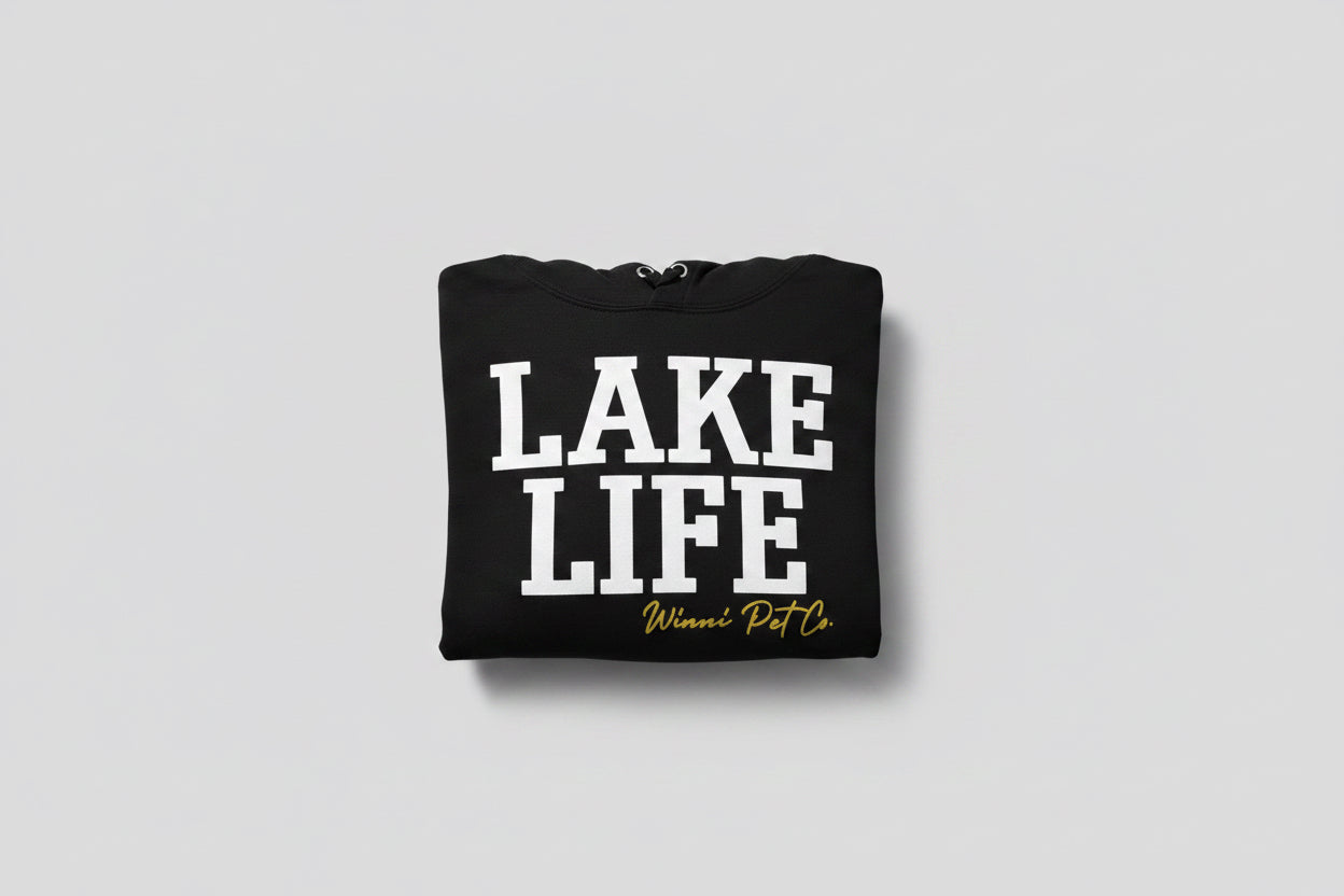 Lake Life Cropped Black Hoodie Lg