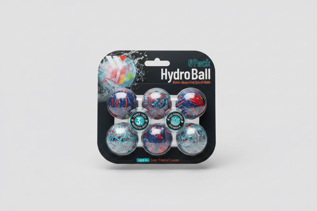 6 pack Hydro Ball - Water Absorbing Splash Balls. 3 inch Diameter Ball.