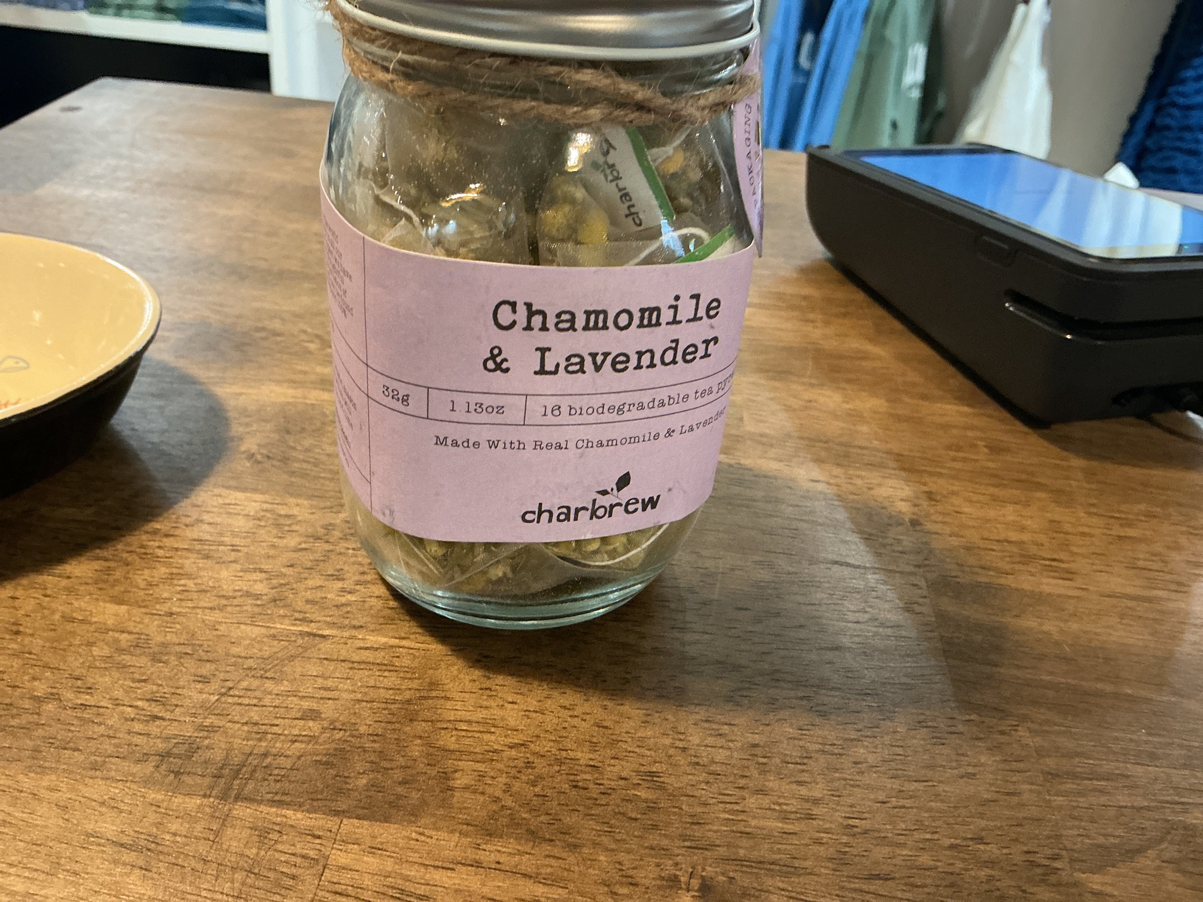 Chamomile & lavender tea jar