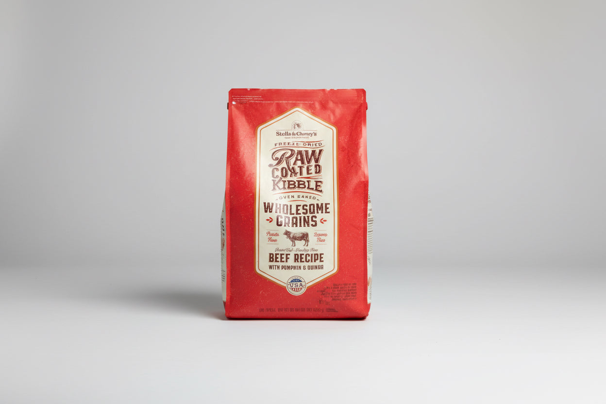 Stella and Chuy‘s freeze dried raw coated, kibble, wholesome grains, beef recipe with pumpkin